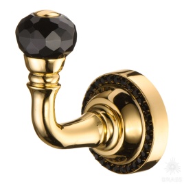 Brass Крючок однорожковый с черными кристаллами SWA 1471-320 BLACK глянцевое золото  
