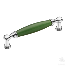 Brass Ручка скоба 1160-10-128-GREEN зелёный / глянцевый хром 128 мм