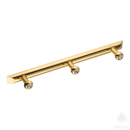 Brass Крючок мебельный трехрожковый с кристаллом 0493-003-3 SWR глянцевое золото