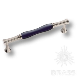 Brass Ручка скоба 2204-51-160-KOBALT PEARL  синий / глянцевый никель 160 мм