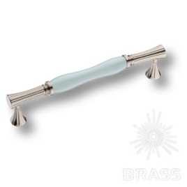 Brass Ручка скоба 2204-51-160-BLUE PEARL голубой / глянцевый никель 160 мм
