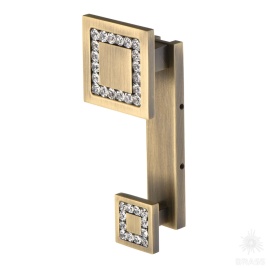 Brass Крючок мебельный двухрожковый с кристаллом 0471-013-2 состаренная латунь