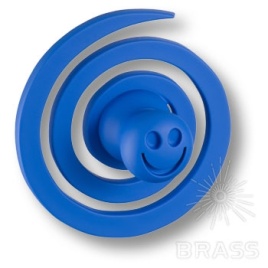 Brass Ручка кнопка детская 445025ST05 червячок синий