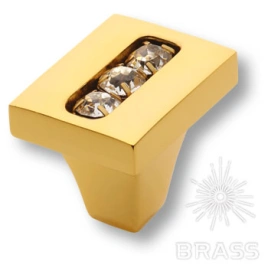 Brass Ручка кнопка 0771-030-1 латунь глянцевое золото 24K с кристаллами Swarovski