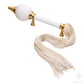 Brass Ручка скоба SULTAN-69-128-WHITE-WHITE-KREM глянцевое золото 128 мм