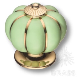 Brass Ручка кнопка S-101 GOLD GREEN зеленый / глянцевое золото