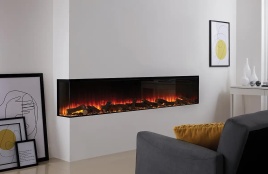 Трехсторонний электрокамин с обогревом BRITISH FIRES New Forest 2400 with Signature logs - 2400 мм