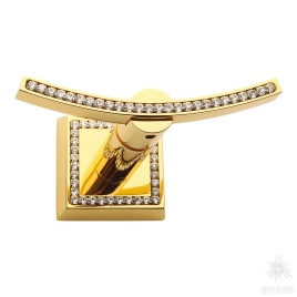 Brass Крючок однорожковый с кристаллами SWA 3506-2-75-030 глянцевое золото 24K с белыми кристаллами