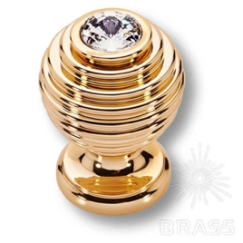 Brass Ручка кнопка с кристаллами Swarovski эксклюзивная коллекция 15.030 SWA 19  глянцевое золото 24К