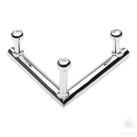 Brass Крючок мебельный трехрожковый с кристаллом 0493-005-V3 SWR глянцевый хром