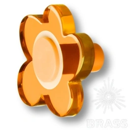 Brass Ручка кнопка детская 698NAX цветок с 5-ю лепестками оранжевый