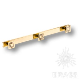 Brass Крючок мебельный трехрожковый с кристаллом 0471-030-3 глянцевое золото 24K
