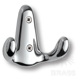 Brass Крючок мебельный двухрожковый 724MP02 глянцевый хром