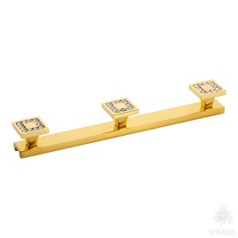 Brass Крючок мебельный трехрожковый с кристаллом 0471-003-3 глянцевое золото