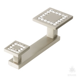 Brass Крючок мебельный двухрожковый с кристаллом 0471-006-2 никель