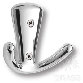 Brass Крючок мебельный двухрожковый 730MP02 глянцевый хром