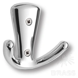 Brass Крючок мебельный двухрожковый 730MP02 глянцевый хром
