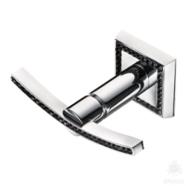 Brass Крючок однорожковый с кристаллами SWA 3506-2-75-005 BLACK глянцевый хром с черными кристаллами