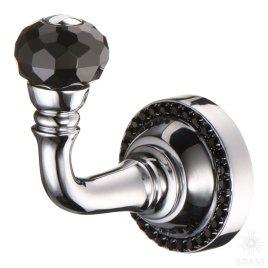 Brass Крючок однорожковый с черными кристаллами SWA 1471-005L BLACK глянцевый хром  