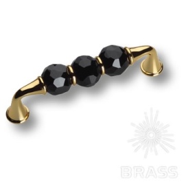 Brass Ручка скоба 2537-320-96-Black латунь глянцевое золото с черными кристаллами 96 мм