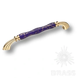 Brass Ручка скоба 1905-60-192-COBALT 449 GOLD синий / орнамент (рисунок) / глянцевое золото 192 мм