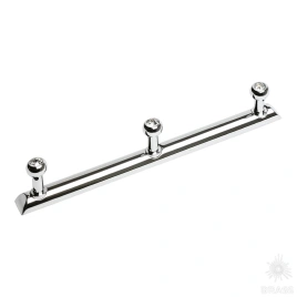 Brass Крючок мебельный трехрожковый с кристаллом 0493-005-3 SWR глянцевый хром