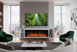 Каминокомплект Портал-тумба Madison (Разборный) - Бьянко белый с очагом Vision 60 LOG LED