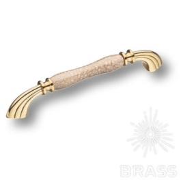 Brass Ручка скоба 1905-69-160-L BROWN (69) орнамент (фактура камень) / глянцевое золото 160 мм