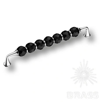 Brass Ручка скоба 2537-520-192-BLACK латунь глянцевый хром с черными кристаллами 192 мм фото 1