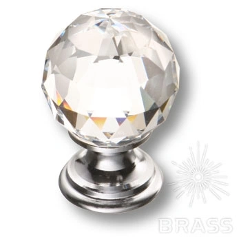 Brass Ручка кнопка эксклюзивная коллекция 9933-400 глянцевый хром с кристаллом Swarovski фото 1