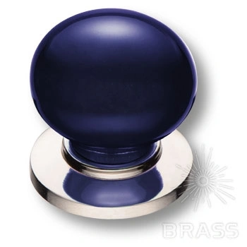 Brass Ручка кнопка 3005-51-KOBALT PEARL синий / глянцевый никель фото 1