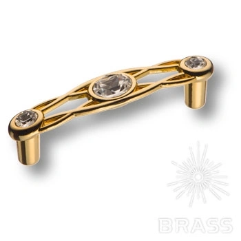 Brass Ручка скоба эксклюзивная коллекция 15.133.64.SWA.19 глянцевое золото с кристаллами Swarovski 64 мм фото 1