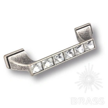Brass Ручка скоба эксклюзивная коллекция 15.139.96.SWA.16 старое серебро с кристаллами Swarovski 96 мм фото 1