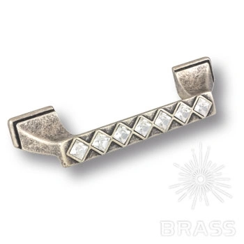 Brass Ручка скоба 15.127.96.SWA.16 старое серебро с кристаллами Swarovski 96 мм фото 1