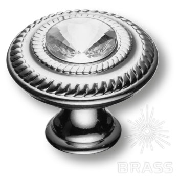 Brass Ручка кнопка эксклюзивная коллекция 15.346.30.SWA.07 глянцевый хром с кристаллом Swarovski фото 1