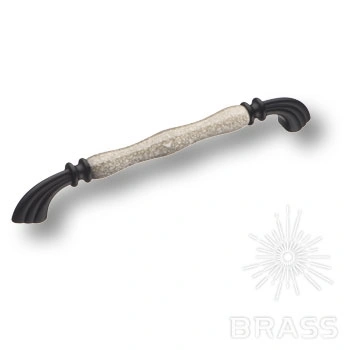 Brass Ручка скоба 1905-85-192-L GREY орнамент (фактура камень) / чёрный 192 мм фото 1
