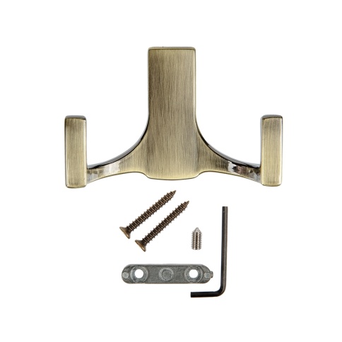 Крючок мебельный двухрожковый KR 0330 AB бронза фото 12