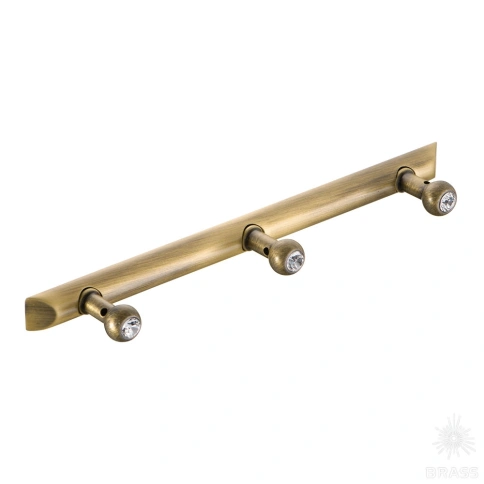 Brass Крючок мебельный трехрожковый с кристаллом 0493-013-3 SWR состаренная латунь фото 1
