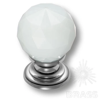 Brass Ручка кнопка эксклюзивная коллекция 9992-402 глянцевый хром с белым кристаллом фото 1
