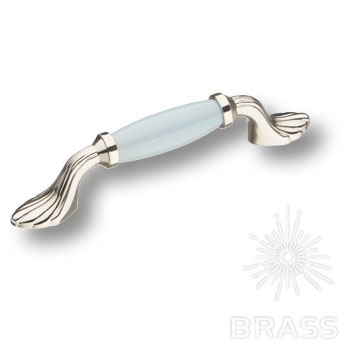 Brass Ручка скоба 1640-51-96-BLUE голубой / глянцевый никель 96 мм фото 1