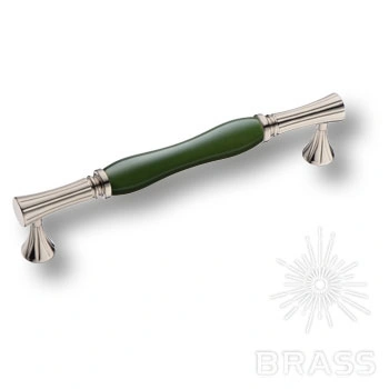 Brass Ручка скоба 2204-51-160-GREEN PEARL зелёный / глянцевый никель 160 мм фото 1