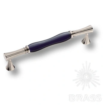Brass Ручка скоба 2204-51-160-KOBALT PEARL синий / глянцевый никель 160 мм фото 1