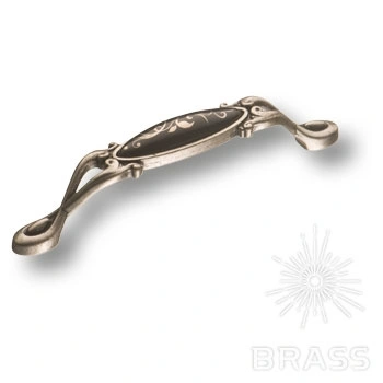 Brass Ручка скоба 15.090.96.PO26B.16 цветочный орнамент / старое серебро 128 мм фото 1