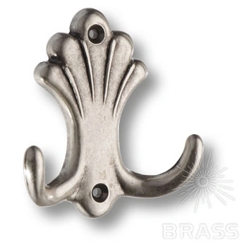 Brass Крючок мебельный двухрожковый 15.722.00.16 старое серебро фото 1