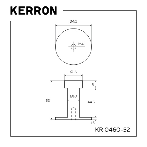 Крючок мебельный однорожковый KR 0460-52 ST сталь 52 мм фото 2