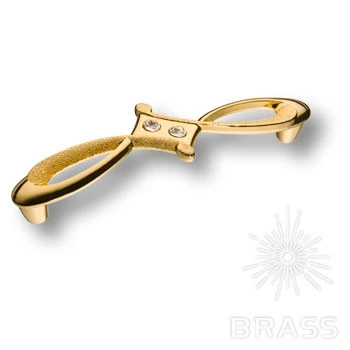 Brass Ручка скоба 15.172.128.19 SWA DIA глянцевое золото 24K с кристаллами Swarovski 128 мм фото 1