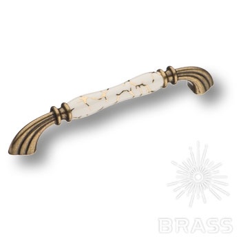 Brass Ручка скоба 1905-40-160-449 GOLD белый / орнамент / старая бронза 160 мм фото 1