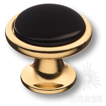 Brass Ручка кнопка 3008-60-BLACK черный / глянцевое золото фото 1