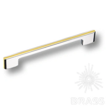 Brass Ручка скоба 182160MP02PL08 глянцевый хром с желтой вставкой 160 мм фото 1