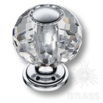 Brass Ручка кнопка 0737-005-1 латунь глянцевый хром с кристаллом фото 1